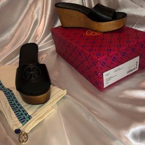 Tory Burch Black Patty 80MM Wedge Slide